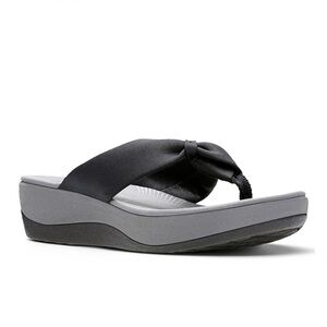 WOMENS ARLA GLISON SZ 8 BLACK CLOUDSTEPPER KNOTTED THONG SANDAL CUSHION FOOTBED